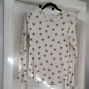 No Boundaries White and Blue Butterfly Top